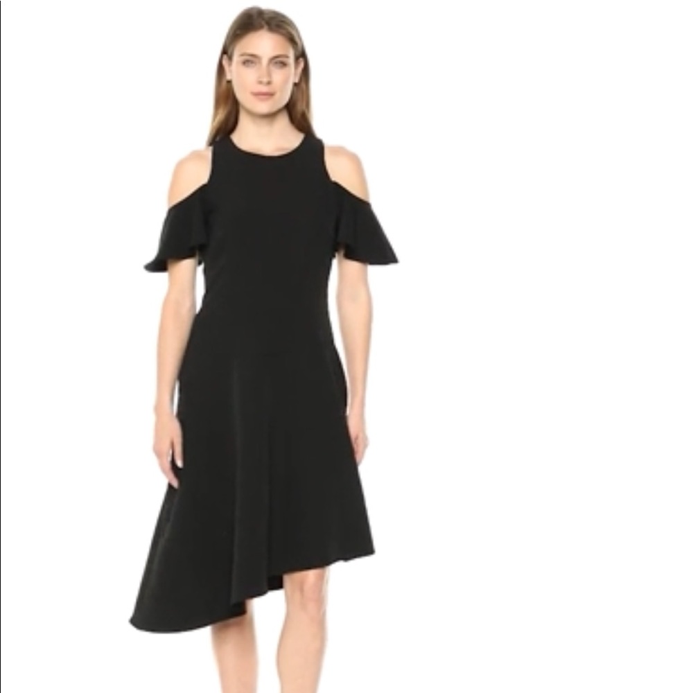 London Times LBD NWT cold shldr asymmetrical hem